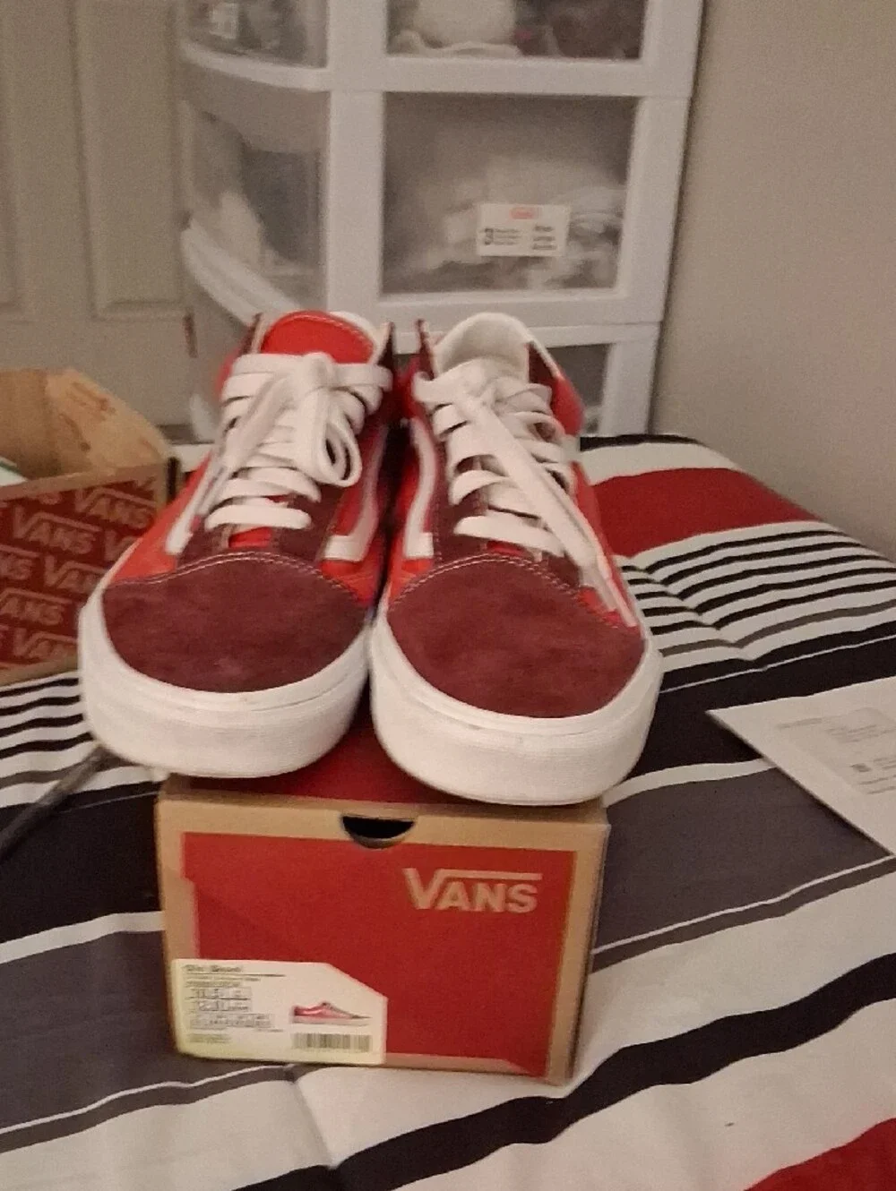 Vans Old Skool Sneakers - Red & Burgundy with White Stripe